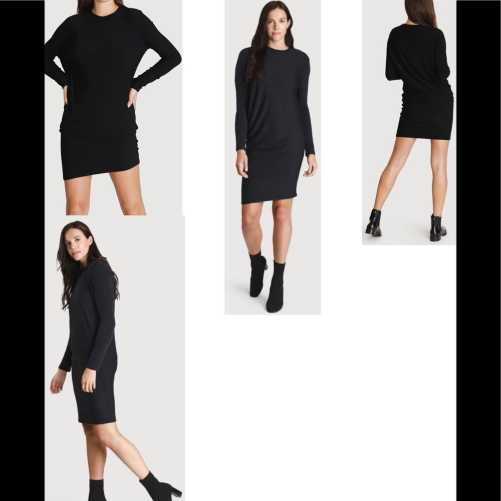 Kit and Ace Brushed Wave Long Sleeve Dress Heathered Red/Black